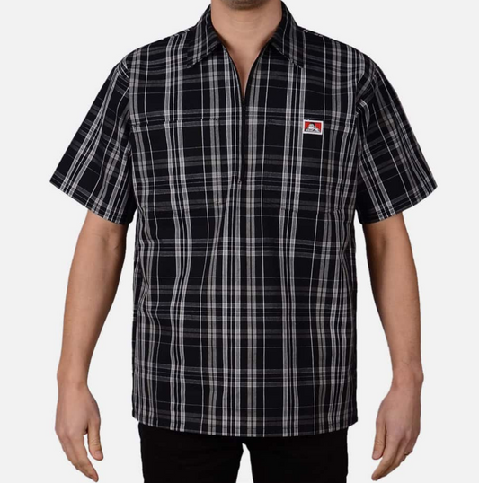 Ben Davis 1/2 Zip Short Sleeve Plaid Shirt|1939