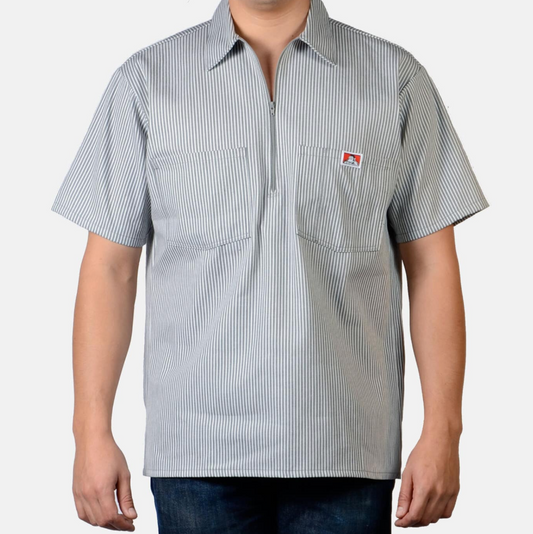 Ben Davis 1/2 Zip Short Sleeve Stripe Shirt|1911